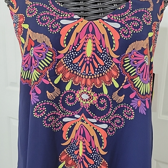 NWT Sequin Hearts Ladies Dress Size S Navy Blue Orange Green - Picture 4 of 13